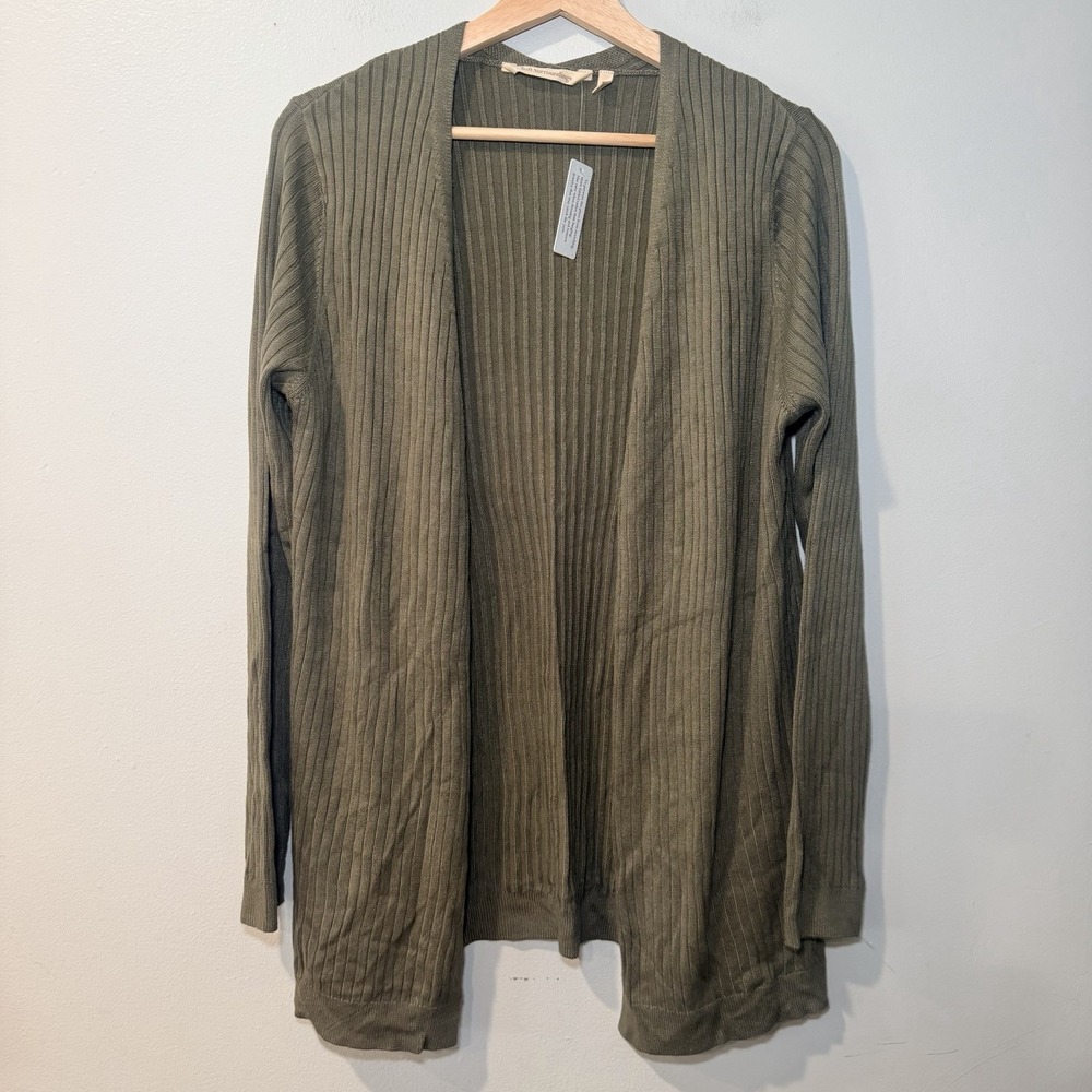 Soft Surroundings‎ Open Long Cardigan Womens Petite Green Duster NWT
